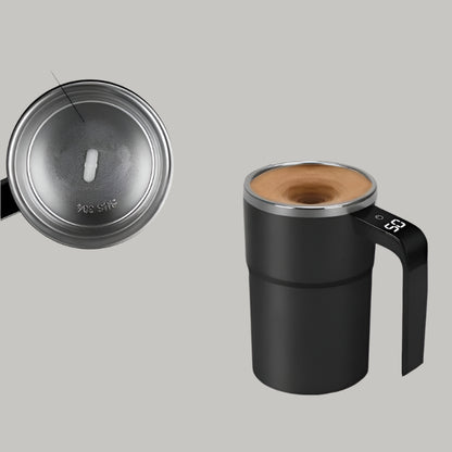 Automatic Coffee Stirring Cup, Stainless Steel Self-Stirring Coffee Cup with Lid, Auto Stir & Heating Feature, LED Intelligent Display Temperature